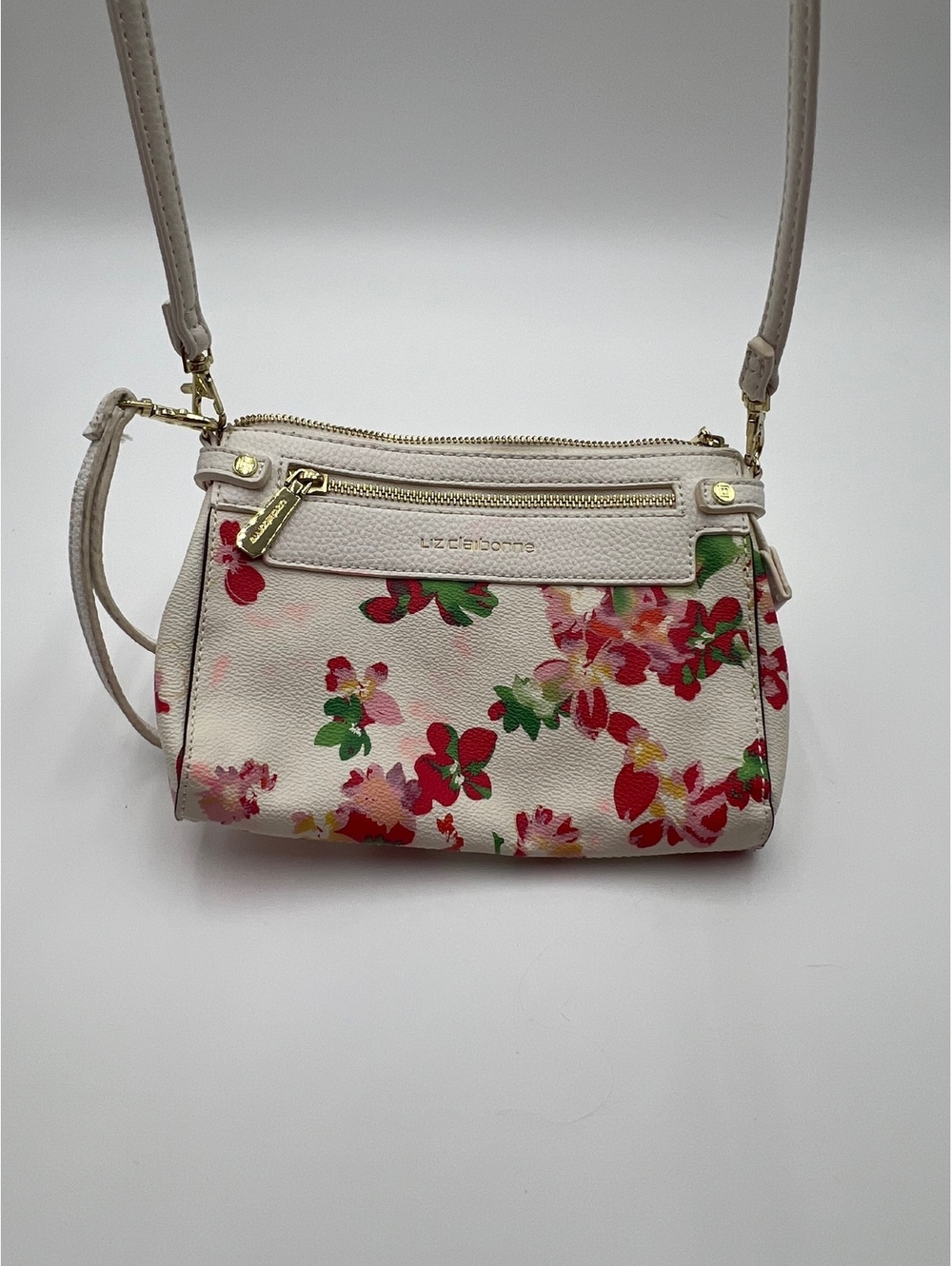 Liz Claiborne floral Crossbody, white and pink (SKU-0422 HB-040)
